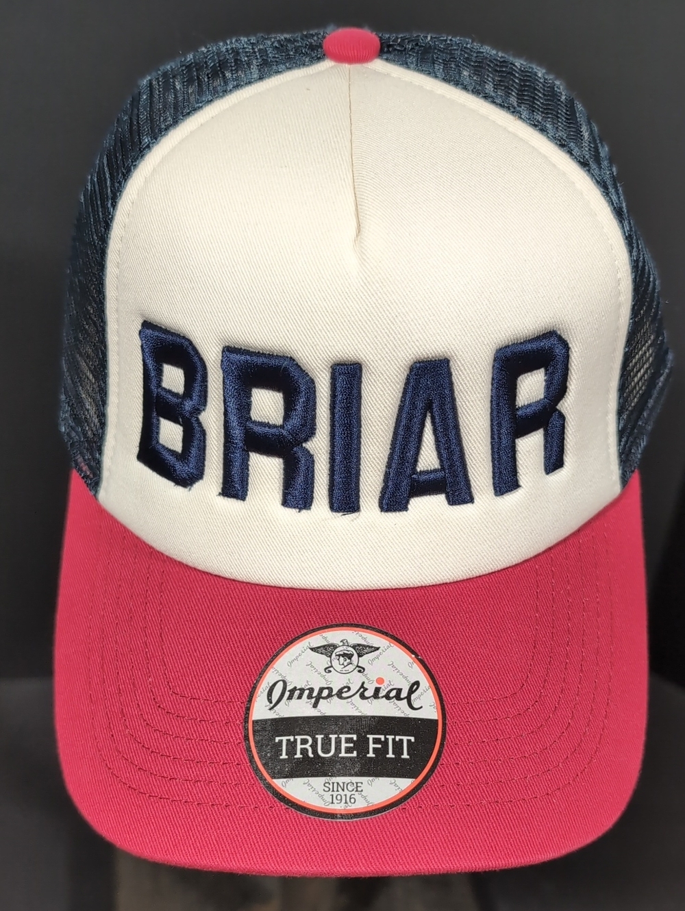 Imperial True Fit Men's Red/Blue/White Briar  Snapback Trucker Hat.